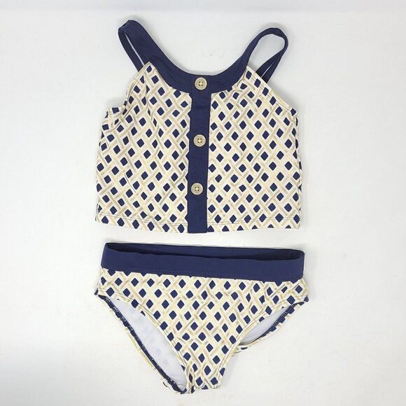 GYMBOREE 2-Piece Gold and Navy Swimsuit Sz 5 - Picture 1 of 8